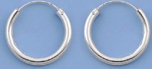 925 Sterling Silver Continuous Hoop Earrings - 2 mm X Multiple Diameters