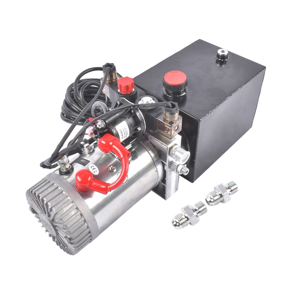 4 Quart 12V DC Double Acting Hydraulic Pump Dump Trailer Power Unit Pack 22MPA