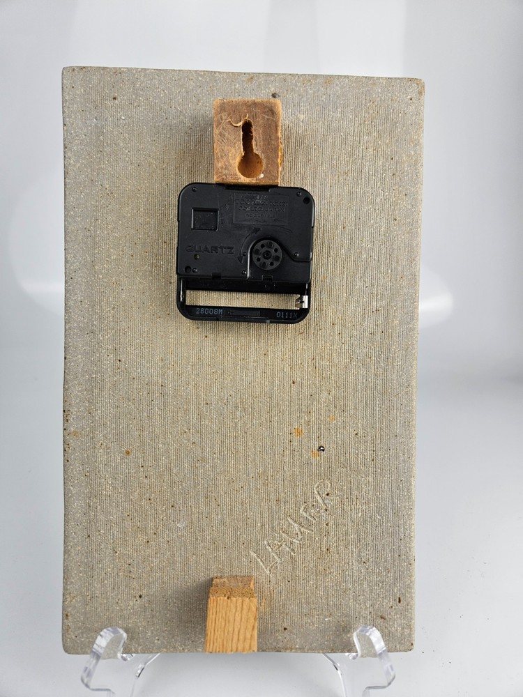 Signed Lauer Studio Pottery Wall Clock Ceramic Slab Art Clock TESTED