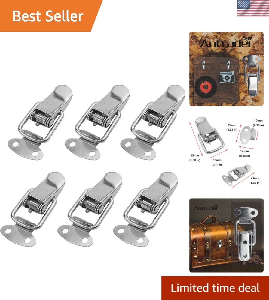 Durable Metal Box Latch with Spring Loaded Mechanism - 6 Pack for Versatile Use
