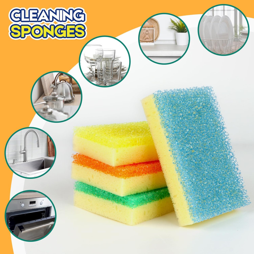 Scrub Sponge, Dual-Sided Temperature-Responsive Scrubber - Non-Scratch - Multipu