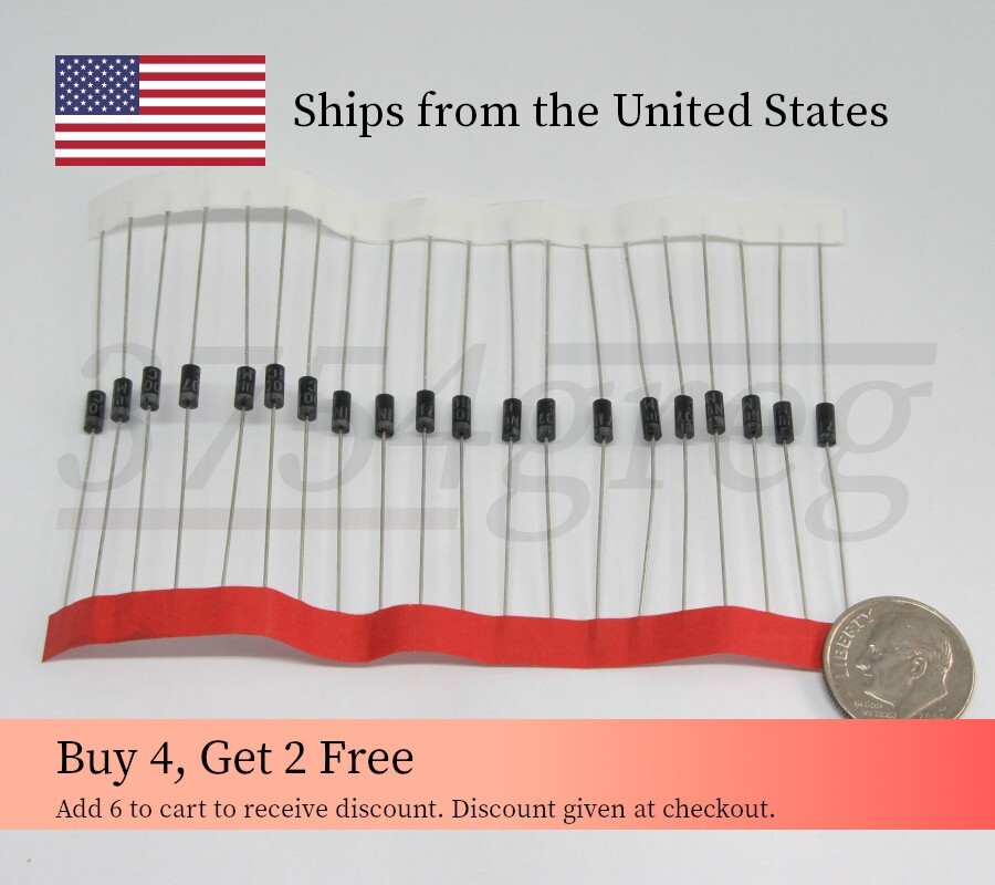 20pcs - 1N4004 General Purpose Rectifier Diode - Goodwork