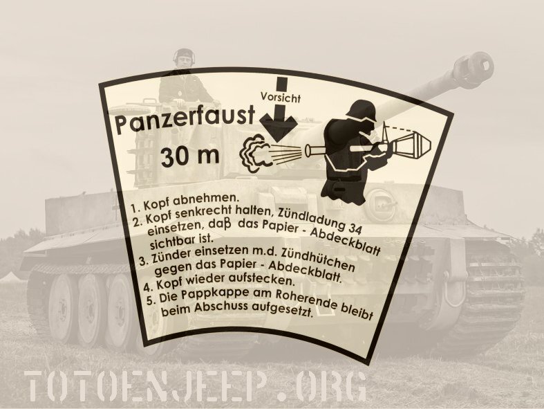 PANZERFAUST 30 HEAD PAPER LABEL LABEL ... jeep willys us ww2