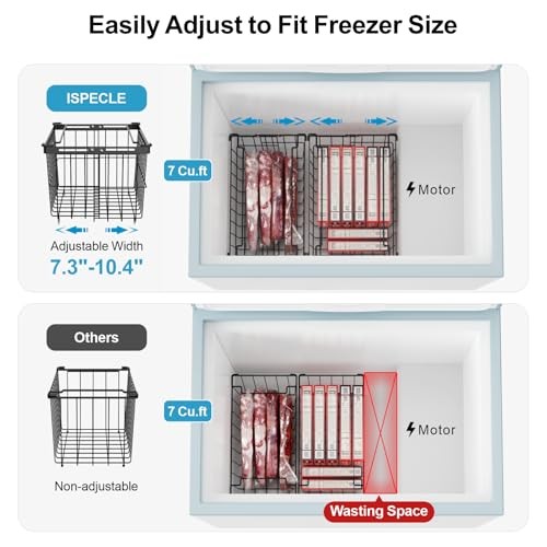 Freezer Organizer Bins - 5 Pack Adjustable & Extra Large 5 Pcs-14.8"-Black