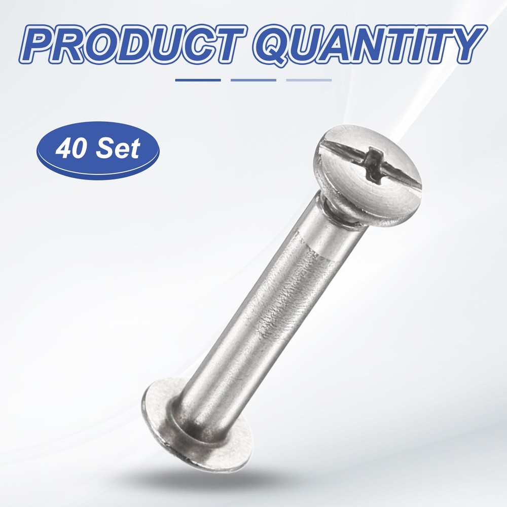 40set Phillips Chicago Screw M2x15mm Binding Post Screw, Silver