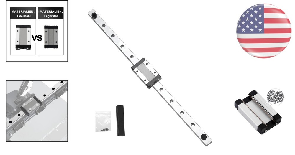 High-Performance 300mm Linear Rail with Durable Stainless Steel Block & Support