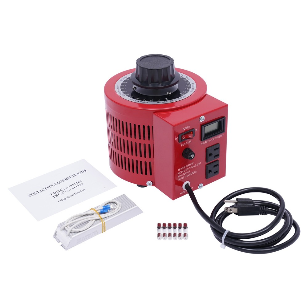 20Amp Variac Transformer Variable AC Voltage Regulator Metered 2000VA Red 0-130V