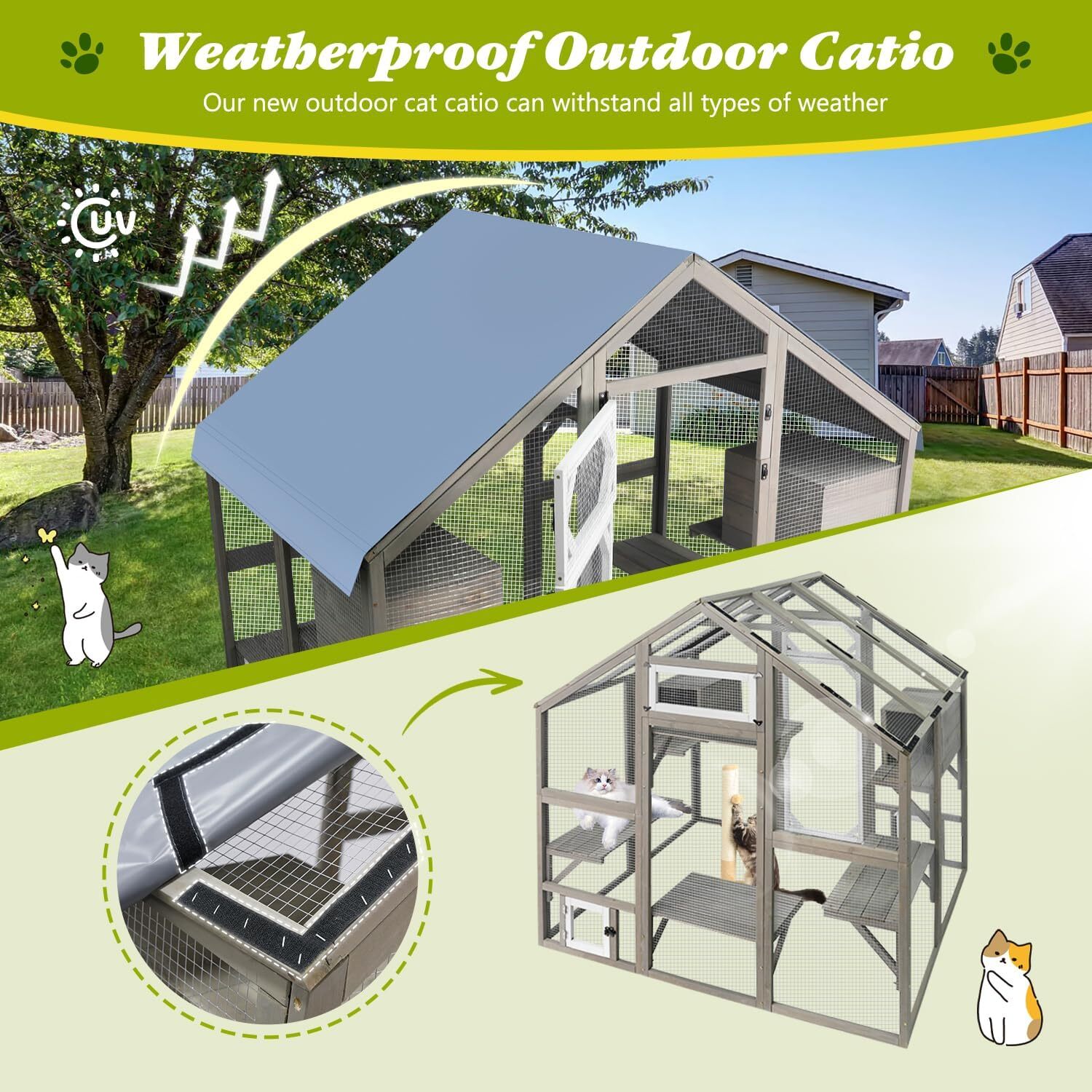 Petscosset Cat Catio Outdoor Enclosure Outside Patio Large Catio House