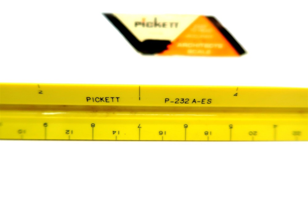 Vintage 12" PICKETT P-232 A-ES Triangular Drafting Architects Scale Ruler
