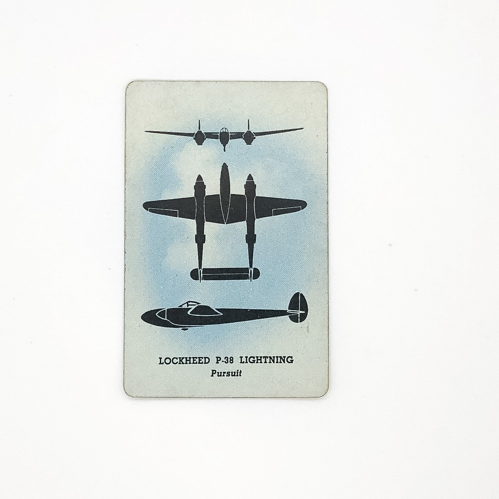 WW2 Airplane Identification Flash Card Lockheed P-38 Lightning Pursuit Spotting