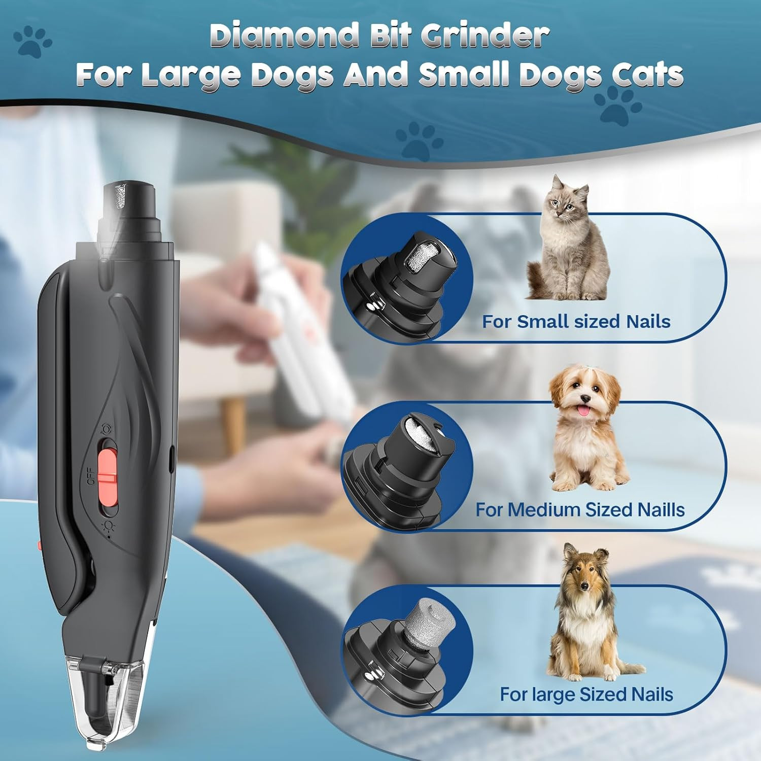 2-In-1 Dog & Cat Nail Clippers and Grinder with Light – Safety Guard to Avoid Ov