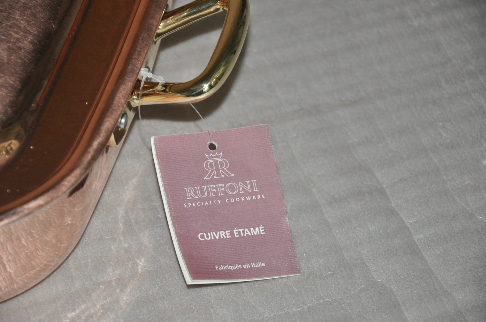 Ruffoni Historia Hammered Copper 5.5 Qt Rectangular Roasting Pan Acorn Knob