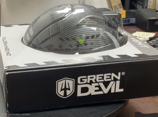 Construction Safety Helmet Vented with Headlight Matte Black GREEN DEVIL Matrix