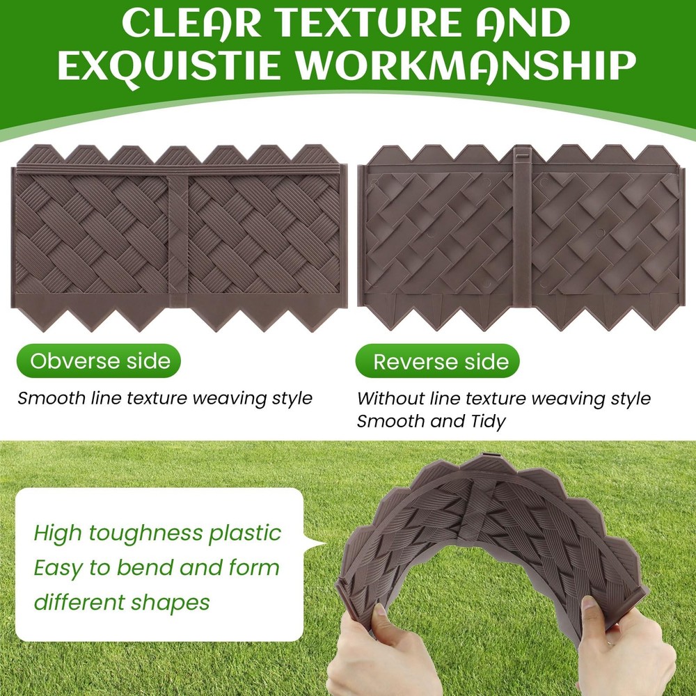 20-Pack Weaving Flower Bed Garden Edging Borders (20 FT) - No Dig Brown