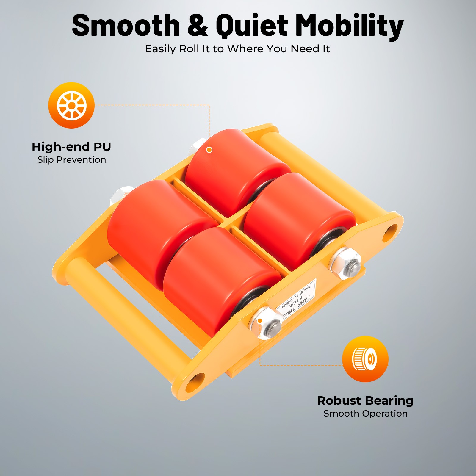 4X 6T Machinery Skate Dolly Heavy Duty Industrial Moving Equipment Mover Rollers