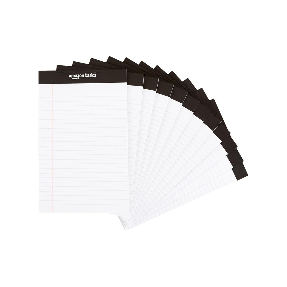 Amazon Basics Narrow Ruled Lined Writing Note Pads for Notes, Office Supplies, 5