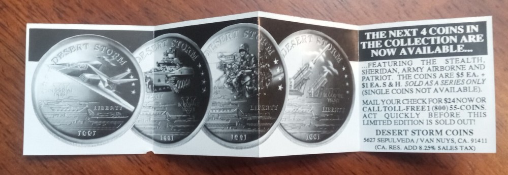 1991 Desert Storm Coin - AH64 Apache Attack Helicopter