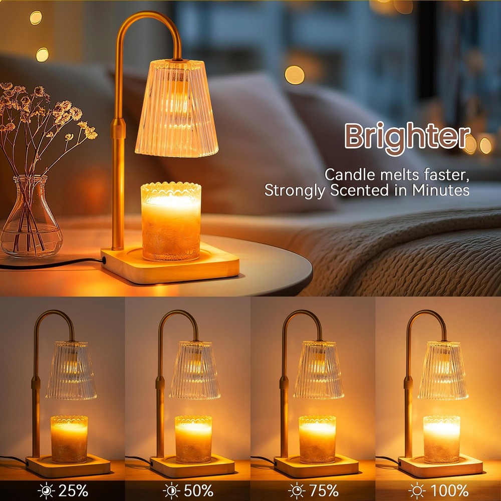 Candle Warmer Lamp Timer Adjustable - Height Wax Melt Light Warming Dimmable ...
