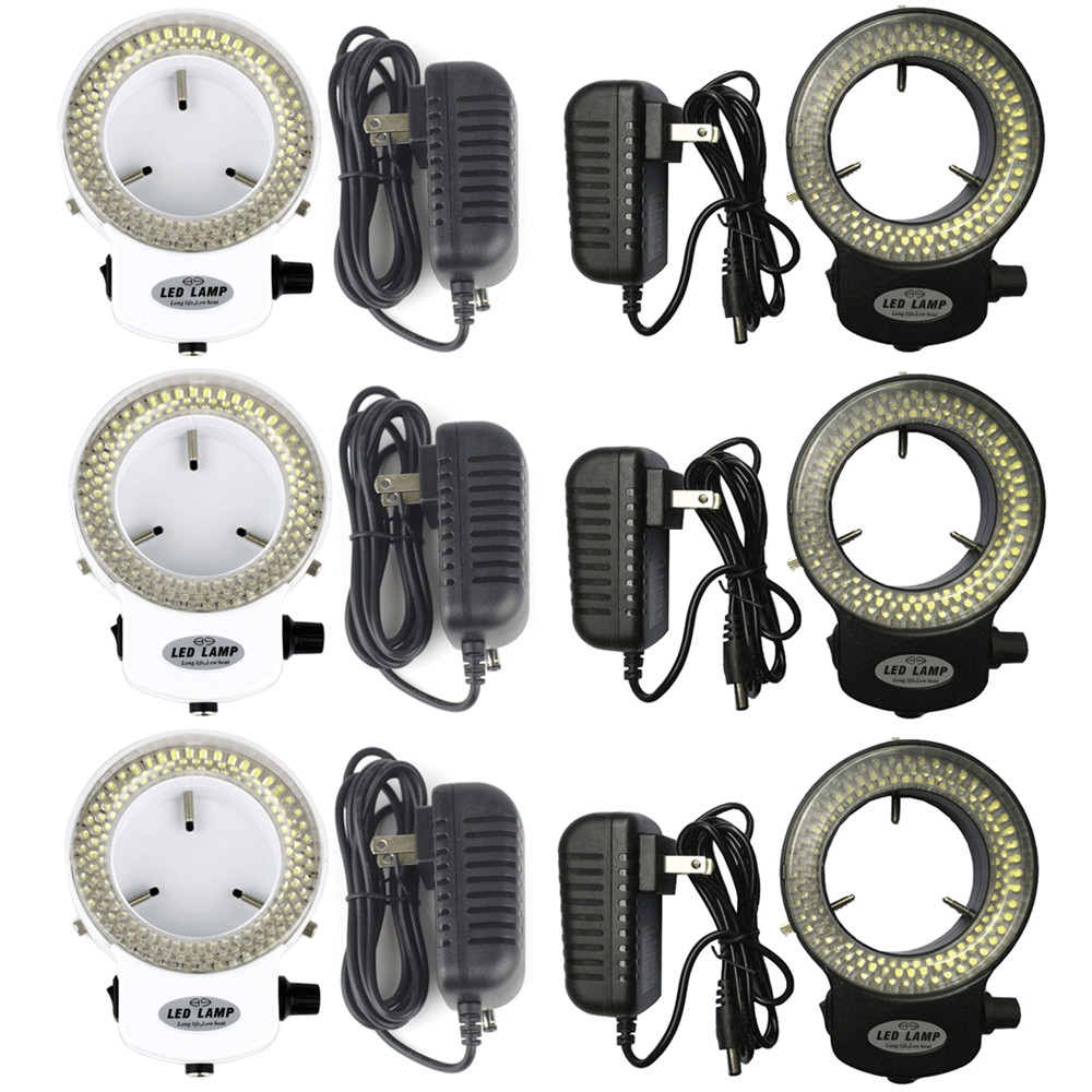 144 LED Stereo Bulbs Microscope Ring Light Illuminator Lamp Adjustable US Plug