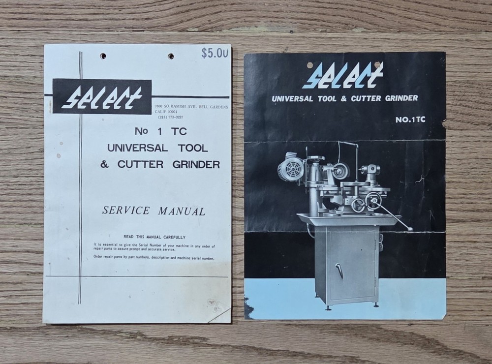 Select No.1 TC Universal Tool & Cutter Grinder Service Manual