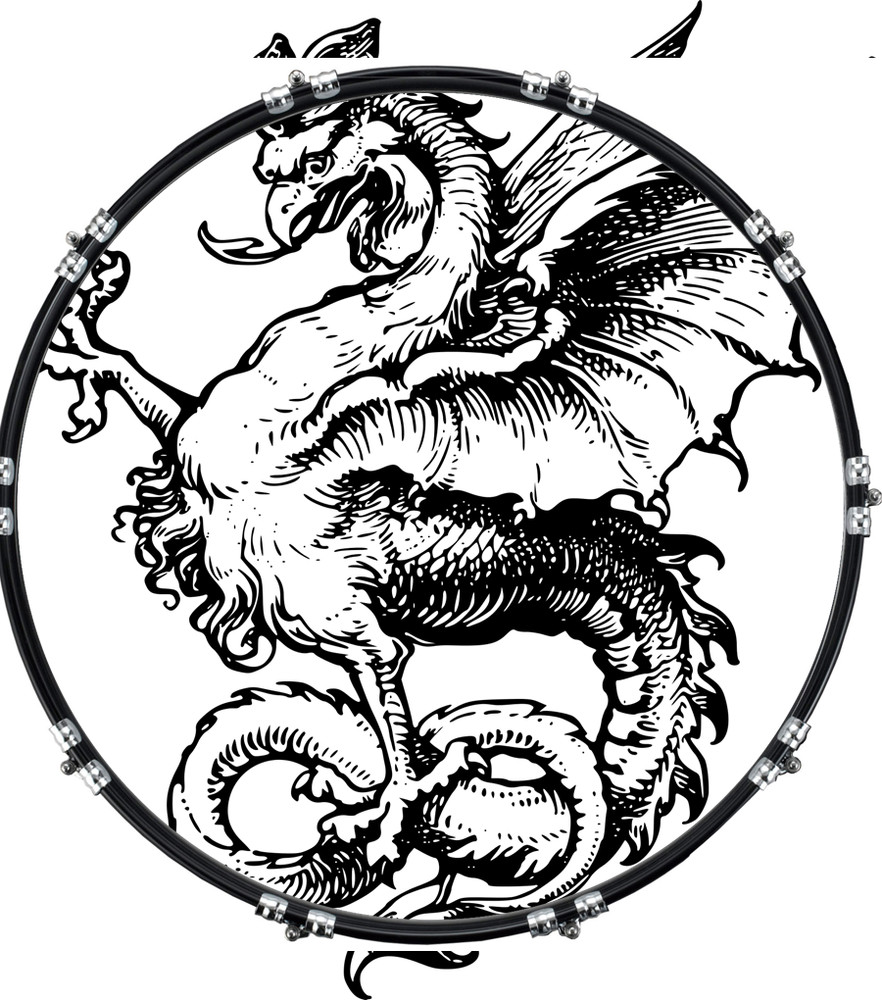 22" Custom Bass Kick Drum Front Head Graphic Graphical Dragon 4