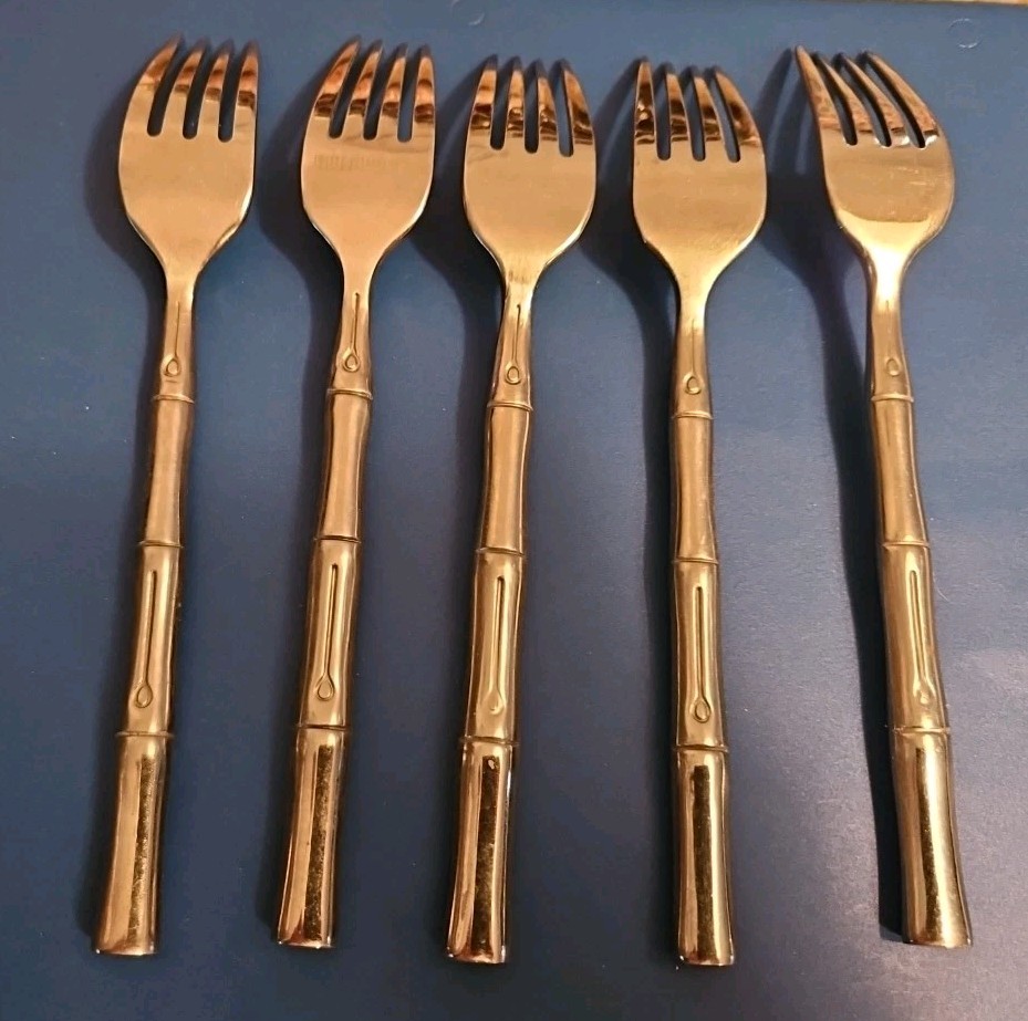 (5) Forks Benihana Stainless Flatware Bamboo