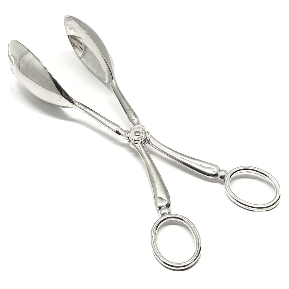 EP ZING Alloy Silver Plated Scissor Style Salad Serving Tongs Made Hong Kong VTG