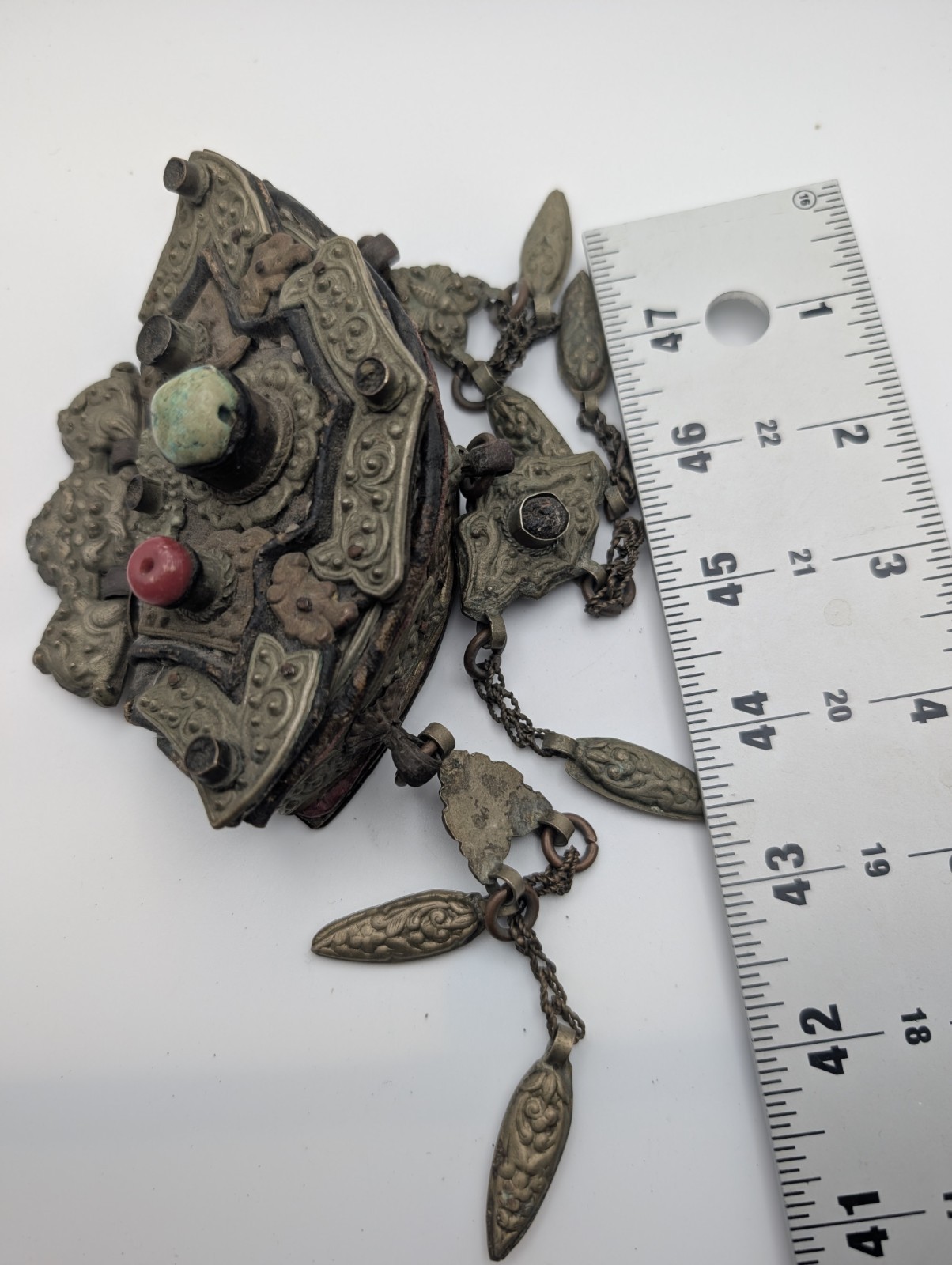 Antique 19thC Tibetan Chakmak Tinder Pouch & Matching Leather Belt Strap Set