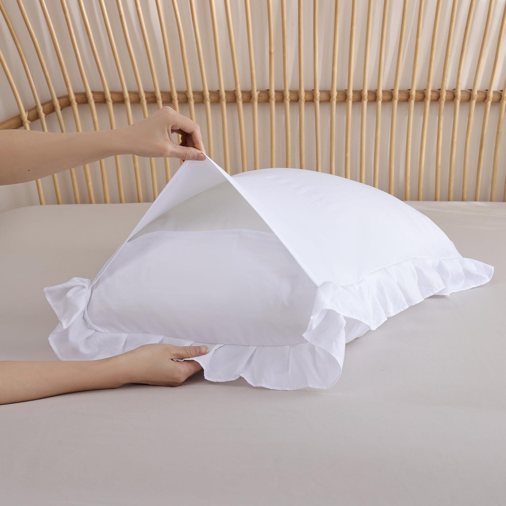JANZAA Twin Comforter Set White Ruffled Twin,