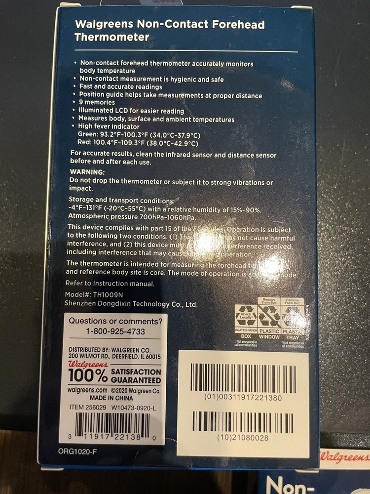 NEW Walgreens Temperature Projecting Non-Contact Thermometer Immediate Reading
