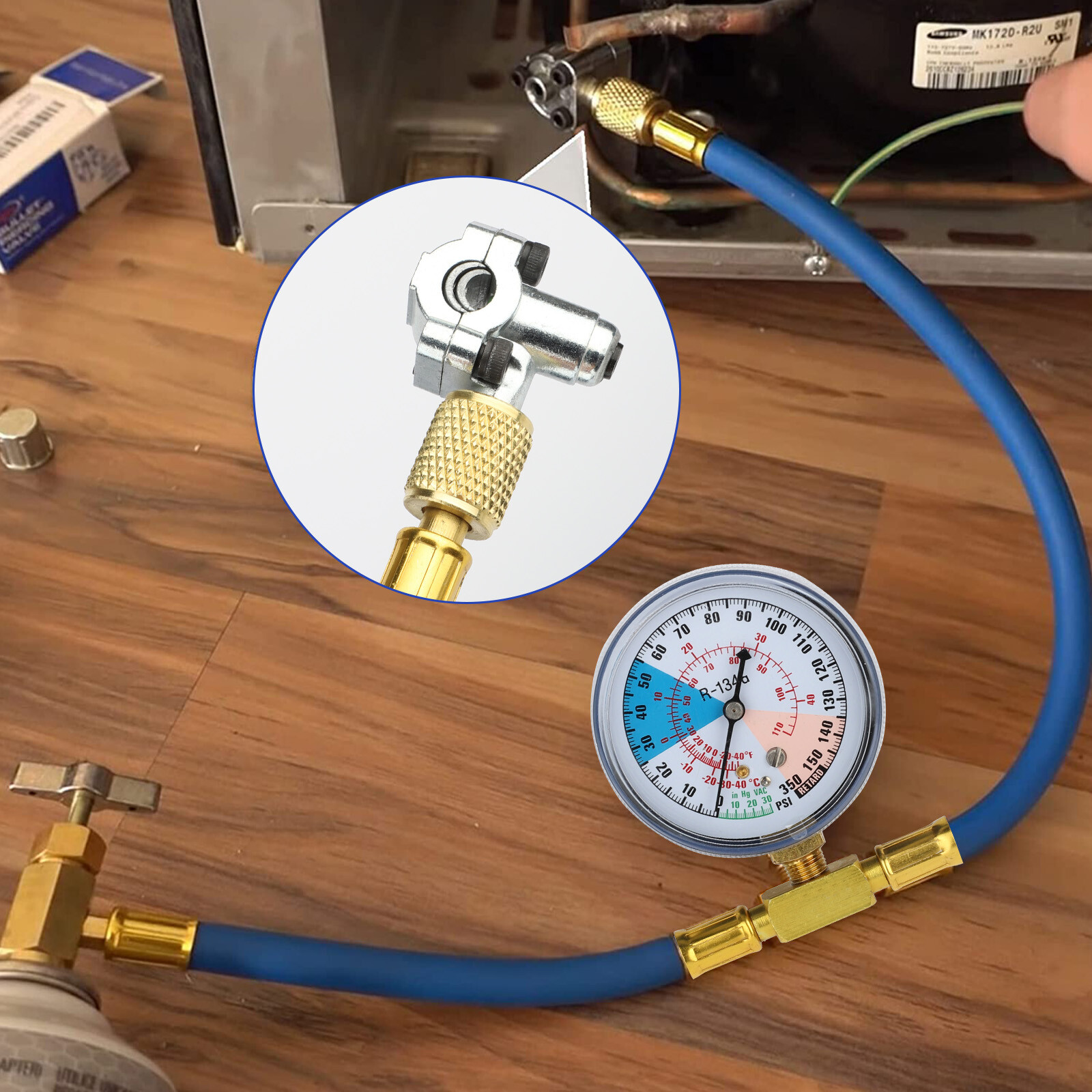 BPV31 Bullet Piercing Tap Valve Kit Refrigerator Fluoridation w/ Pressure Gauge