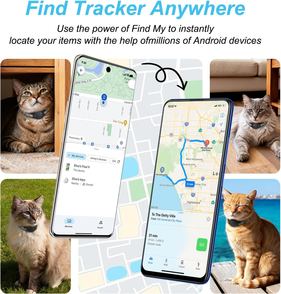 Google Android Cat Tracker Collar (1 Pack), Mini Cat GPS Tracker, Smart Pet Acti