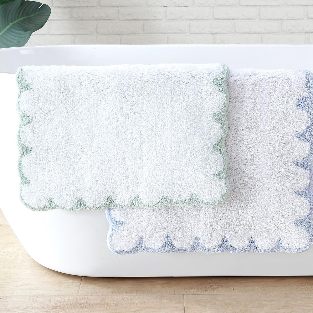 Peri Home Scalloped Bath Rug - Soft & 1'8" x 2'6" (Rectangular), Sage