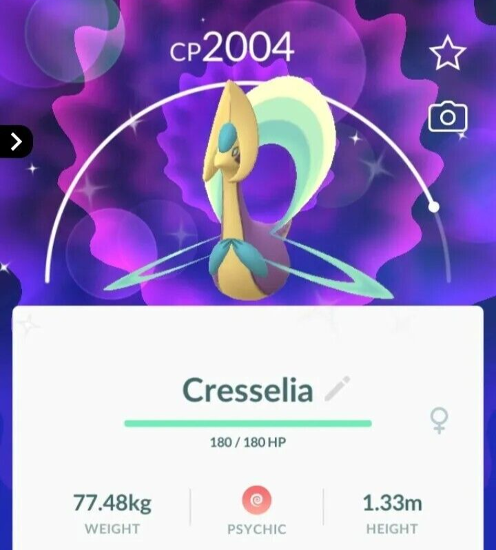 Shiny Cresselia - P T C - 80k stardust - Description