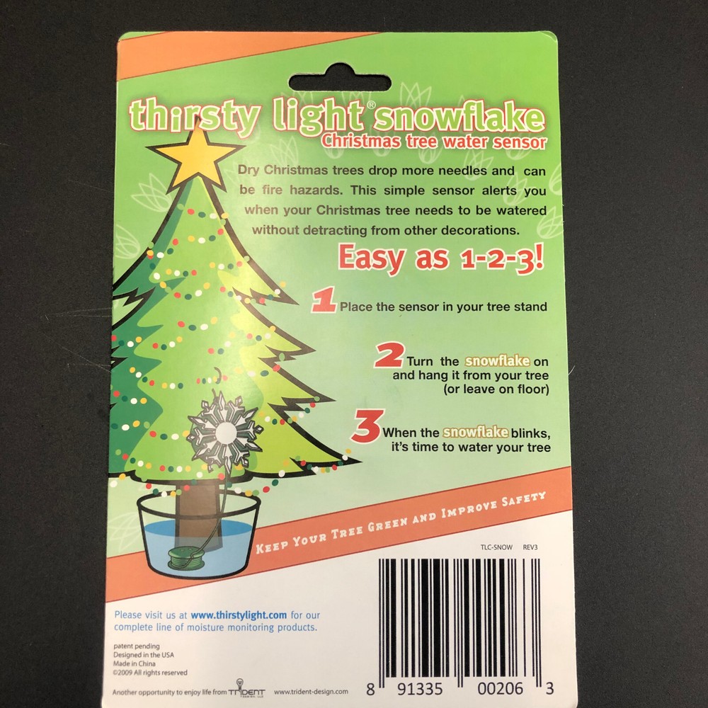 Thirsty Light Snowflake + Christmas Tree Water Sensor Digital Moisture Detector