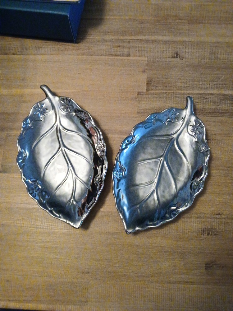 Chrome Plated Leaf Shape Serving Platter Tray