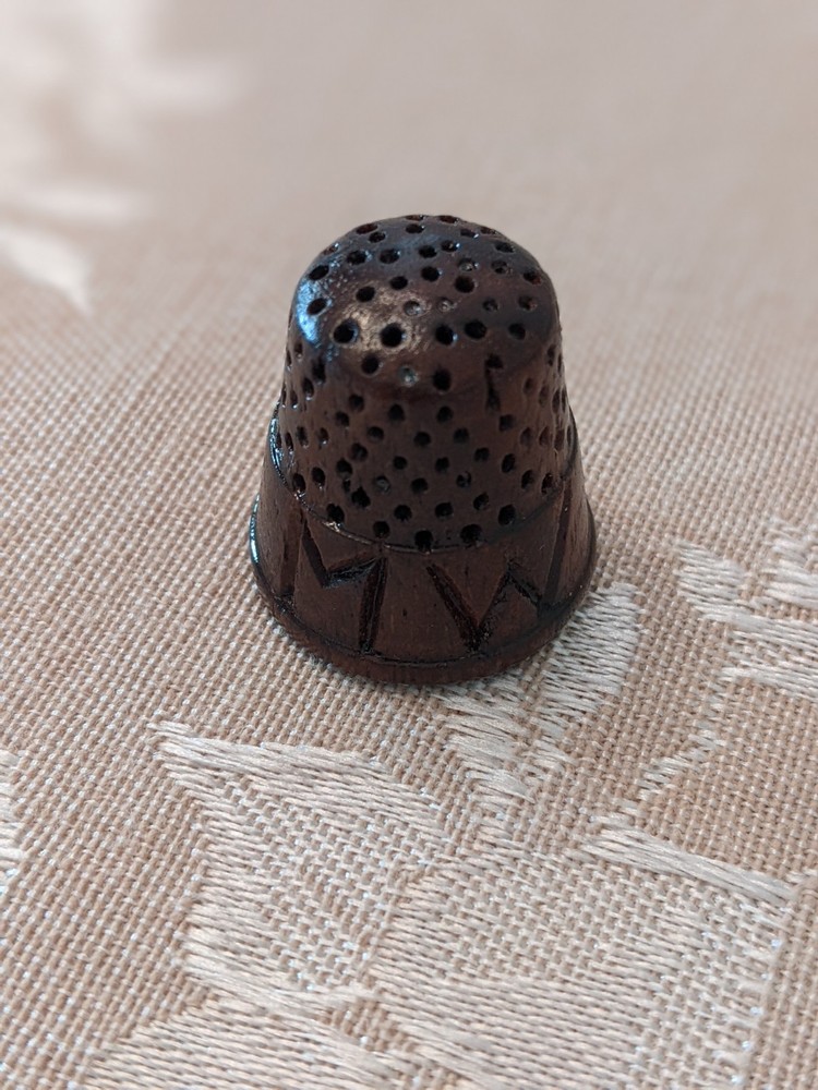 Antique Wooden Thimble, Initials MW