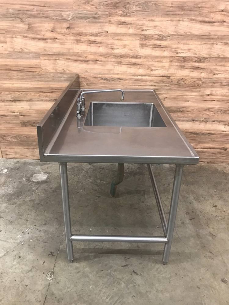 60" Single Compartment Sink Table, Quick Drain Release, Open Base drip edge top