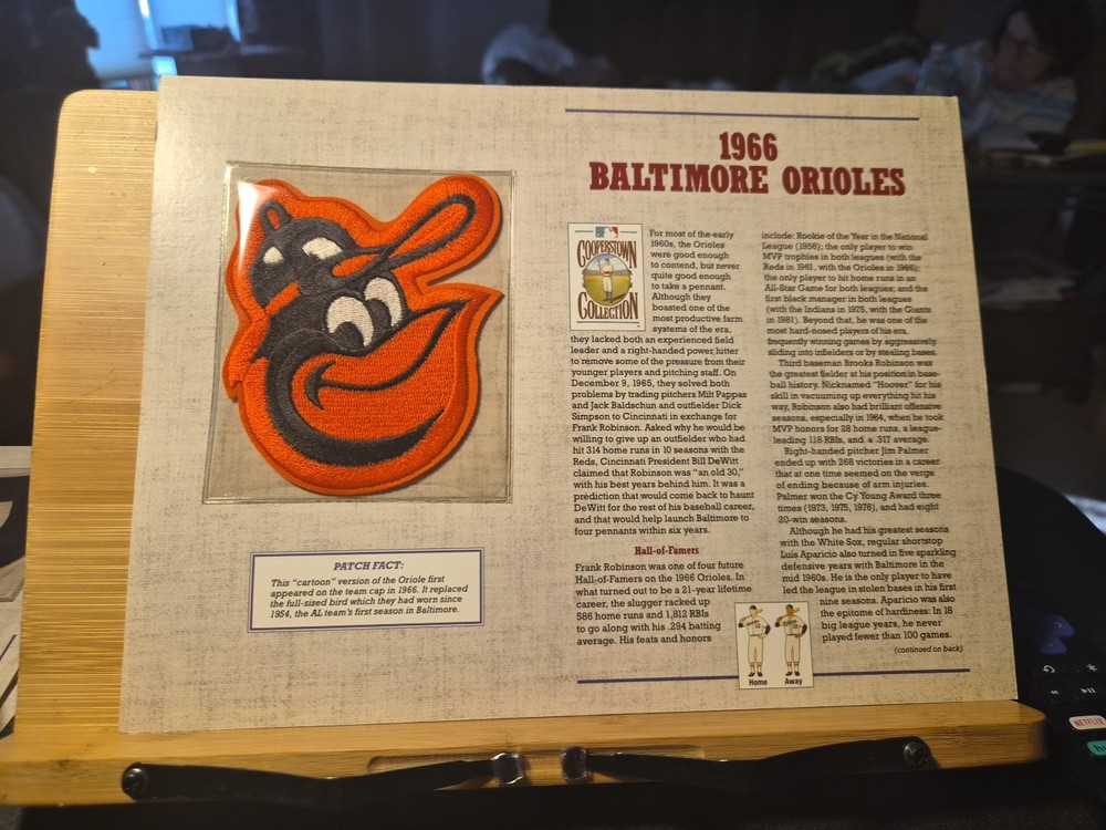 WILLABEE & WARD ORIOLES 1966 BALTIMORE PATCH COOPERSTOWN COLLECTION
