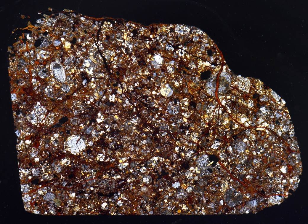 Meteorite QATAR 001 - rare Chondrite from Qatar ! Microscope Slide Thin Section