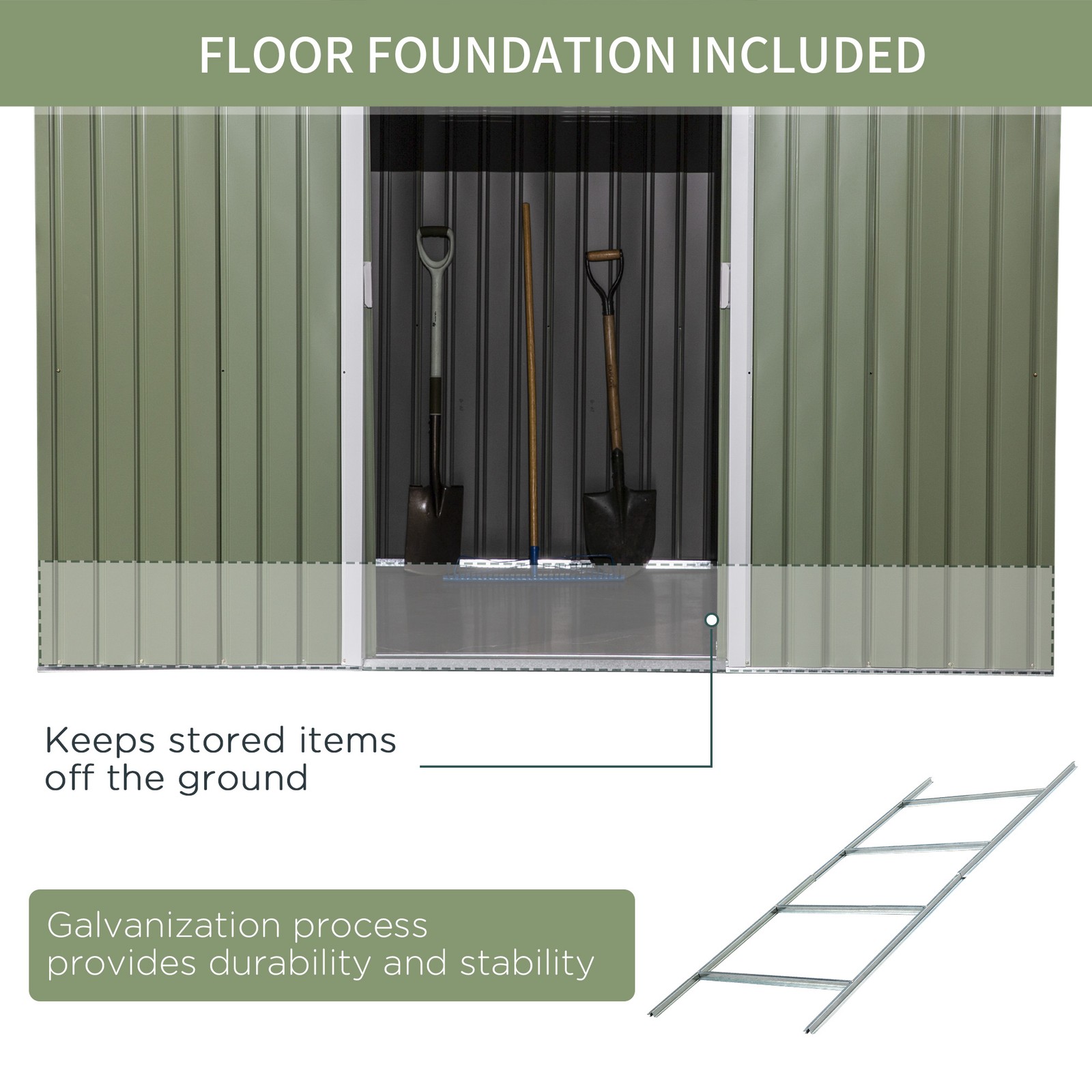 Outdoor Storage Shed 9x6 ft, Metal Garden Shed Double Doors, Weather-Resistant