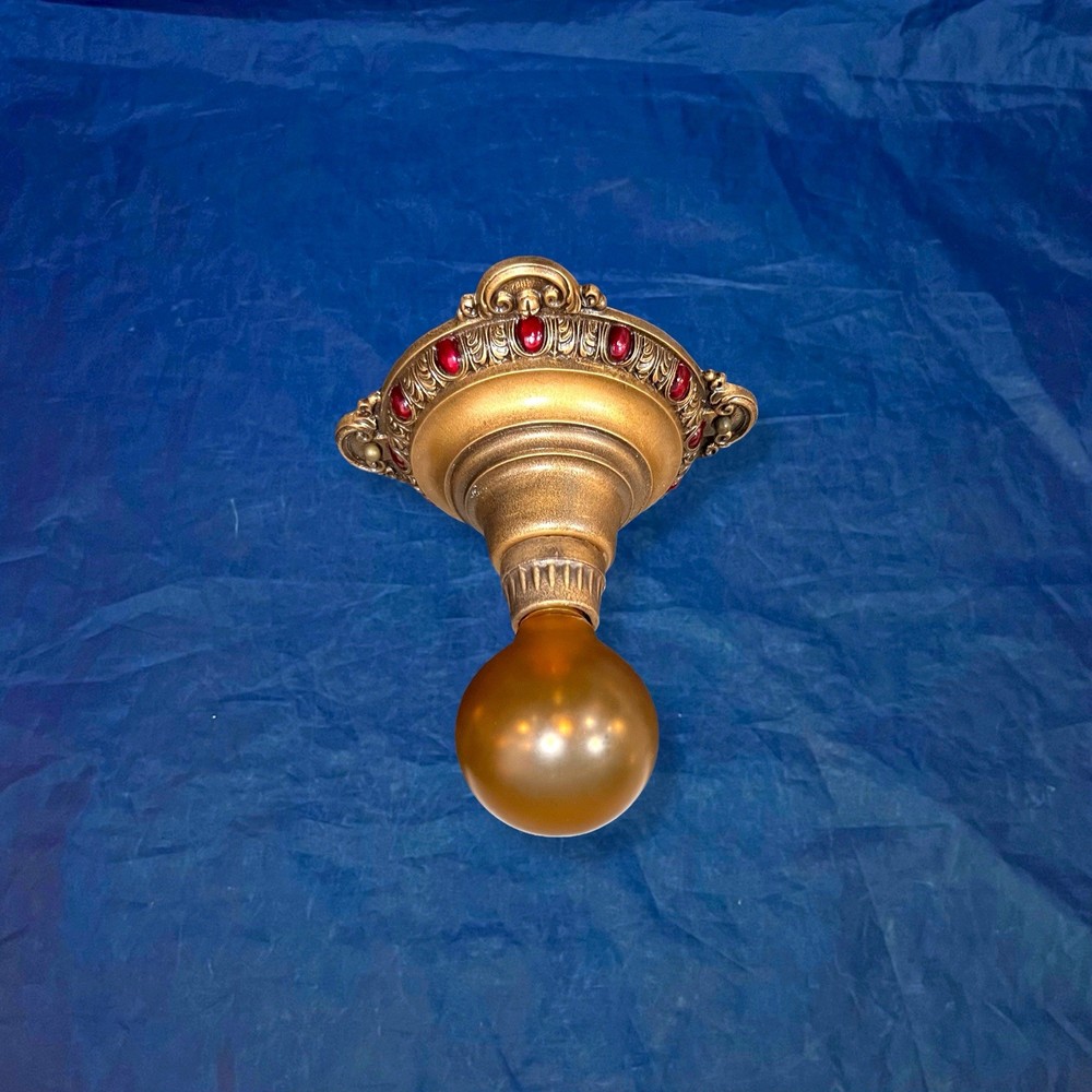 Antique Polychrome Single Socket Flush Mount Fixture Rewired 57H