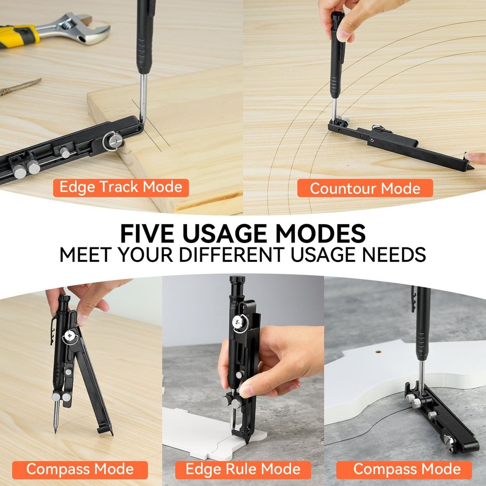 Multi-function Scribing Tool, Aluminum Alloy, Deep Hole Pencil, Woodworking