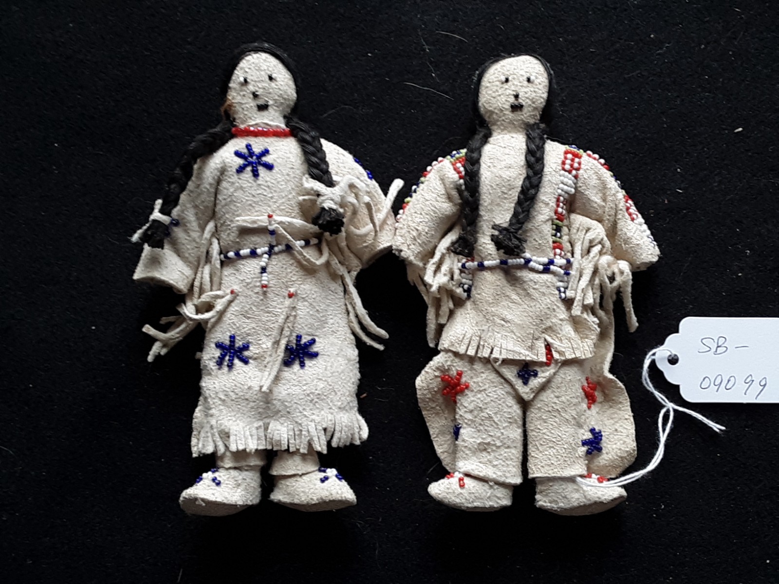 NATIVE AMERICAN BEADED LEATHER DOLLS, PAIR OF "STAR" DOLLS, SIOUX  SB-0226*09099