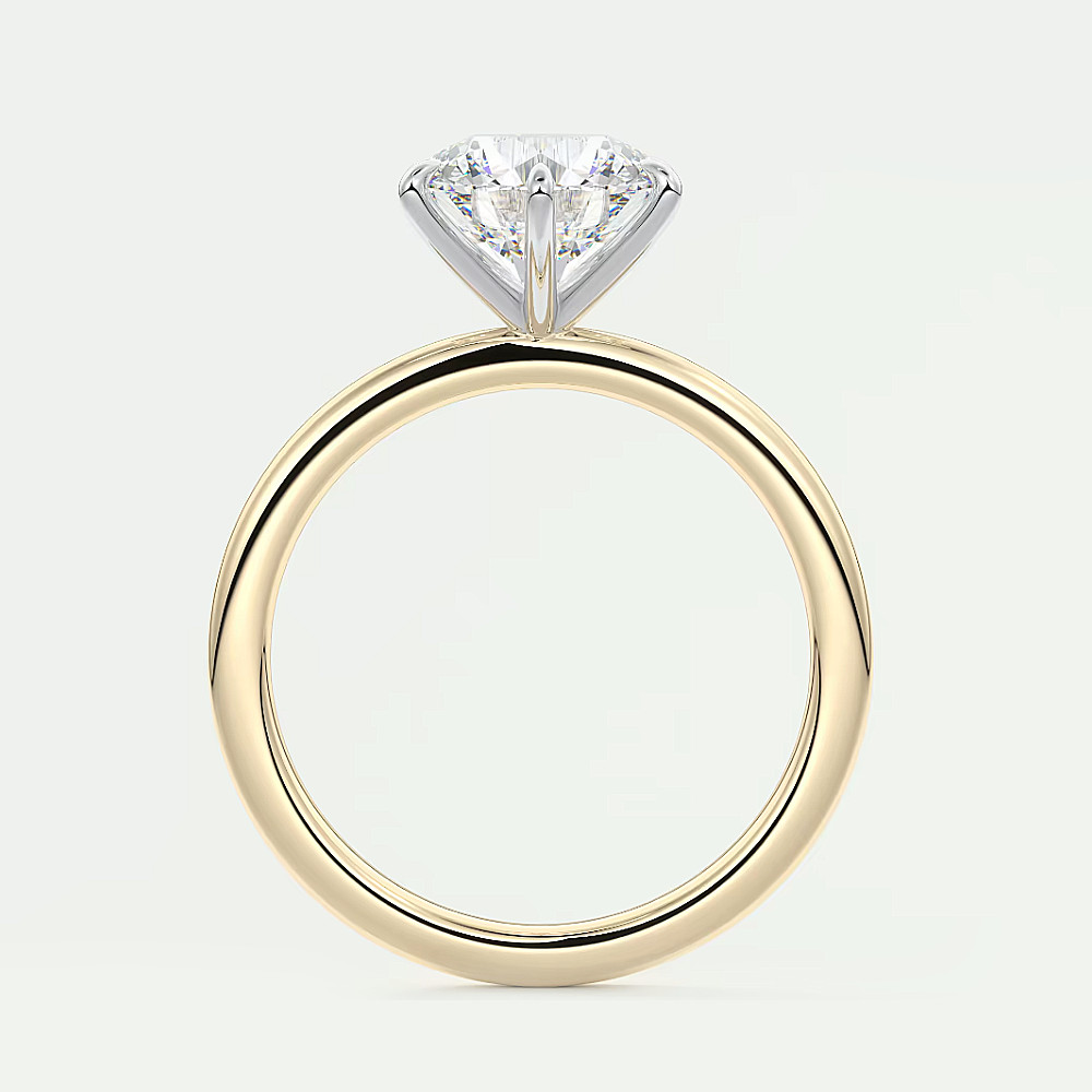 Round Cut Setting Engagement Ring 14k Multi Tone Gold Semi Mount