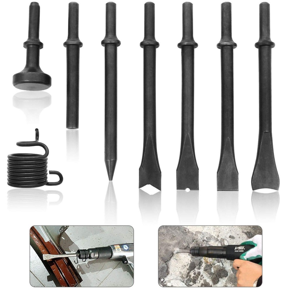 8 Piece Air Chisel Set Pneumatic Hammer Punch Chipping Bits Tool Kit
