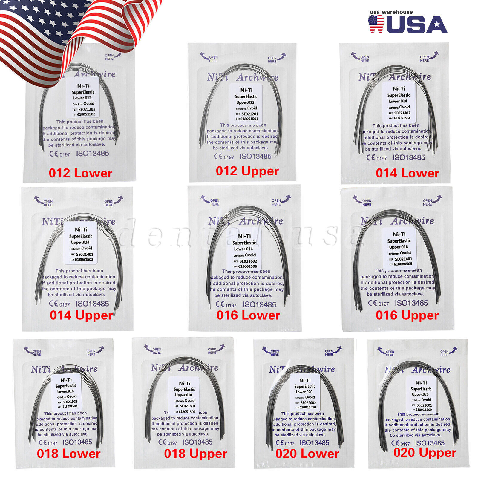 Dental Ortho Super Elastic Niti Arch Wire Round Ovoid Form for Bracket Braces CE