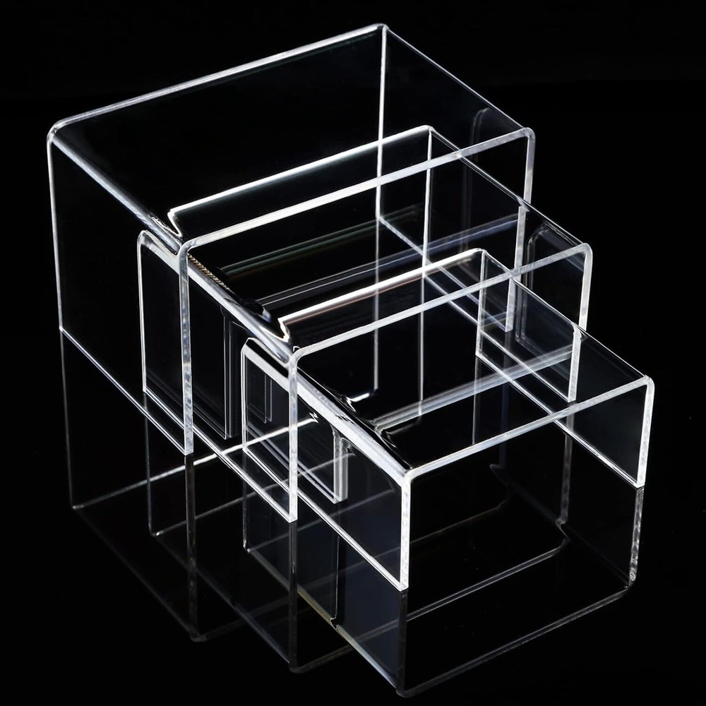 Chuangdi 2 Sets Acrylic Display Risers, Product Stand, Medium Set, Clear