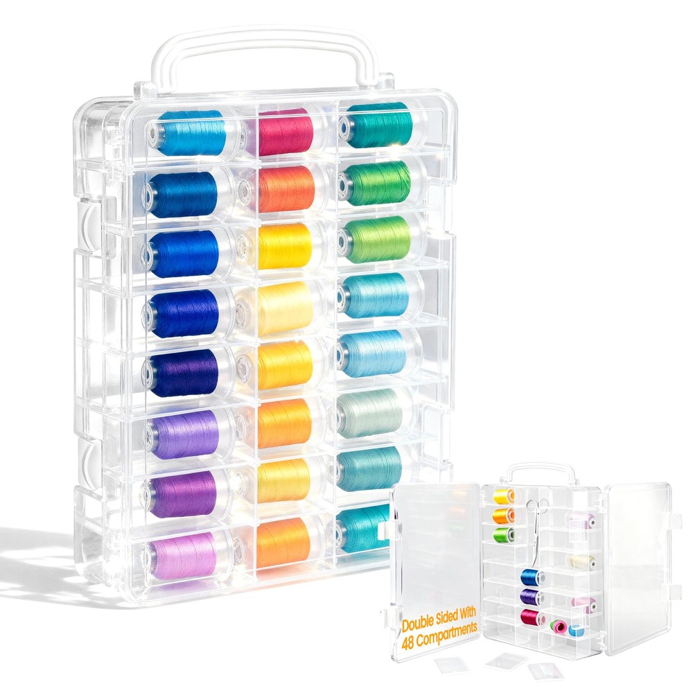 New brothread Double-Sided Storage 1x48 (Dividers Removable), Clear