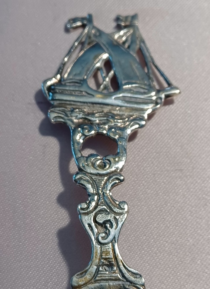 Scenic German 800 Figural Ship Tea Strainer- 5"